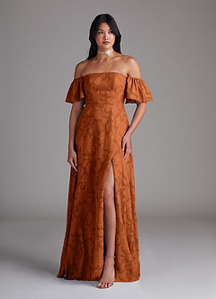 Azazie Sue At-home Try On Dresses Dusty Blue A-Line Off the Shoulder Floral Burnout Convertible Dress image5