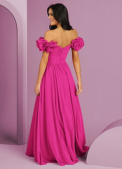 Barbie ♥ Azazie Vestidos de damas de honor Vestido de Barbie Rosa de Gasa de Corte en A Convertible con Vestidos sin tirantes image2
