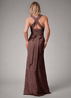 Azazie Luci Robes de demoiselle d'honneur Robe Sirène Convertible en Blumen-Burnout Plissée Expresso image2