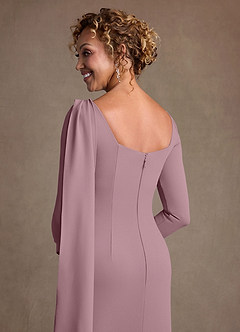 Azazie Merian 신부의 어머니 드레스 컬럼 주름진 스트레치 크레이프 무릎 길이 드레스 image6