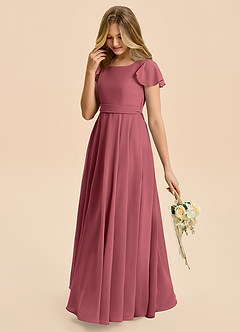 Azazie Cady Junior A-Linie Plissee Chiffon Kleid Merlot image5