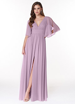 Azazie Temeka Bridesmaid Dresses Wisteria A-Line Ruched Chiffon Dress image1