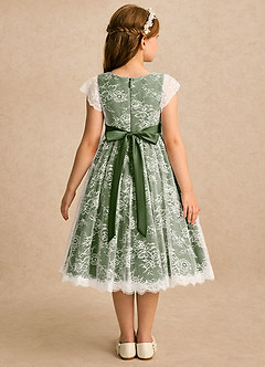 Azazie Maisie Flower Girl Dresses Ivory Olive A-Line Lace Dress image2