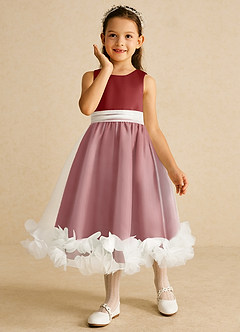 Azazie Stardust Flower Girl Dresses Rust A-Line Sleeveless Organza Dress image5