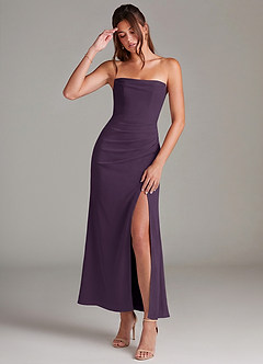 Azazie Leonis Bridesmaid Dresses Plum Mermaid Strapless Chiffon Convertible Dress image1