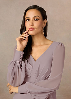 Azazie Karen Mother of the Bride Dresses Vintage Mauve Sheath Pleated Stretch Crepe Dress image3