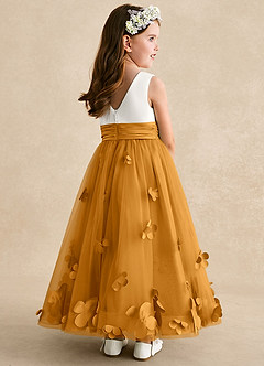Azazie Vi Flower Girl Dresses Butterscotch A-Line Sleeveless Tulle Dress image4
