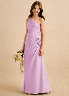 Azazie Sophie Girls Formal Flower Girl Dresses Candy Pink Sheath One Shoulder Chiffon Dress image4