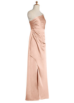 Azazie Eren Junior Rose Gold Sheath Pleated Stretch Satin Dress image6