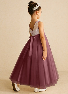 Azazie Tay Flower Girl Dresses Desert Rose A-Line Sequins Tulle Dress image5