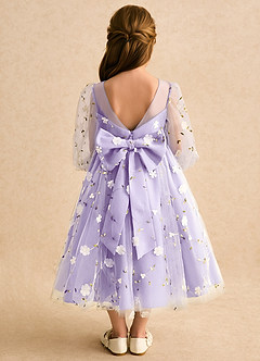 Azazie Elowen Flower Girl Dresses Lilac A-Line Sweetheart Neckline Lace Dress image2