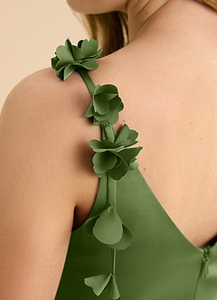 Azazie Gumdrop Junior Robe Empire en Satin extensible Plissée Genévrier image8