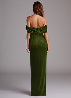 Azazie Shay Bridesmaid Dresses Olive Sheath Off the Shoulder Velvet Convertible Dress image3