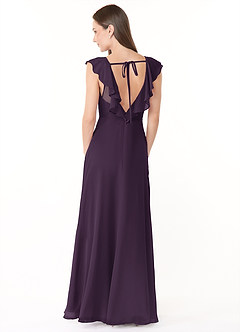 Azazie Yoko Bridesmaid Dresses Plum A-Line Ruched Chiffon Dress image2