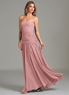 Azazie Vashti Bridesmaid Dresses Dusty Rose A-Line Chiffon Dress image5