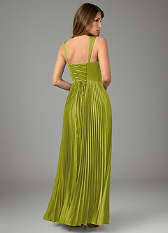 Azazie Avenelle Bridesmaid Dresses Lemongrass A-Line Corset Stretch Satin Dress image2