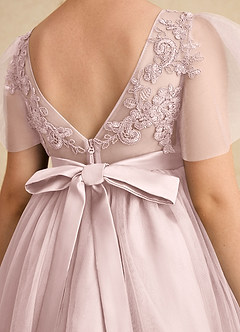 Azazie Queenie Flower Girl Dresses Blushing Pink A-Line Lace Dress image6
