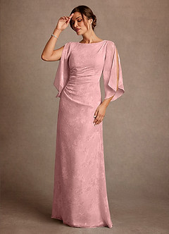 Azazie Anaheim Mother of the Bride Dresses Dusty Rose Sheath Pleated Floral Burnout Dress image2