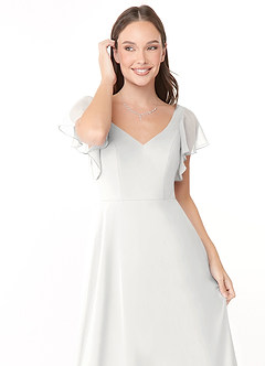 Azazie Syenna Bridesmaid Dresses White A-Line Ruched Chiffon Dress image5