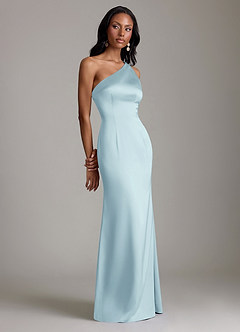 Azazie Voni Abiti da Damigella Abito Sirena in Raso Elasticizzato Monospalla Nuvola Blu image1