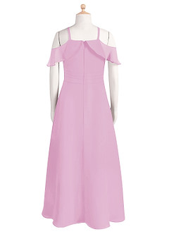 Azazie Dakota Junior Robe Trapèze en Mousseline de soie Épaule décolletée Rose Bonbon image7
