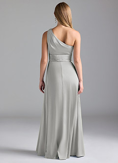 Azazie Dallas Bridesmaid Dresses Silver A-Line One Shoulder Stretch Satin Dress image2