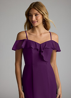 Azazie Sophie Robes de demoiselle d'honneur Robe Trapèze Convertible en Mousseline de soie Épaule décolletée Grain De Raisin image2