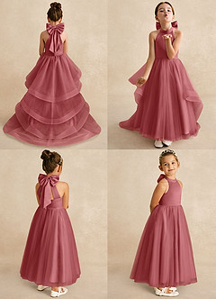 Azazie Bev Flower Girl Dresses Antique Rose A-Line Convertible Tulle Dress image2