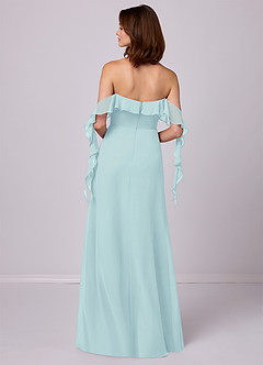 Barbie ♥ Azazie Bridesmaid Dresses Sea Glass A-Line Off the Shoulder Chiffon Convertible Dress image6