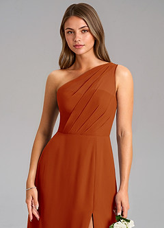 Azazie Phaedra Bridesmaid Dresses Paprika A-Line One Shoulder Chiffon Dress image8