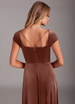 Azazie Gabi Final Sale Black A-Line Side Slit Velvet Dress image8