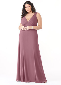 Azazie Christiana Bridesmaid Dresses Vintage Mauve A-Line V-Neck Pleated Chiffon Dress image7