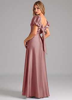 Azazie Fatima Bridesmaid Dresses Dusty Rose A-Line Pleated Stretch Satin Dress image2