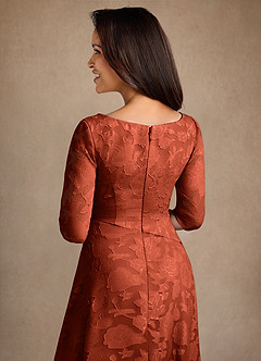 Azazie Durant Kleider für die Brautmutter A-Linie Plissee Blumen-Burnout Kleid Rotbraun image5