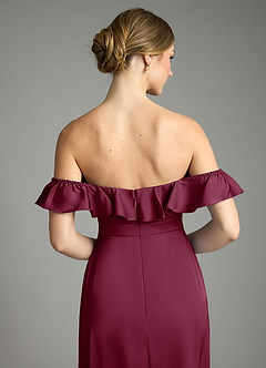 Azazie Lyra Bridesmaid Dresses Mulberry A-Line Off the Shoulder Stretch Satin Convertible Dress image9