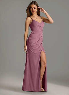 Azazie Maci Bridesmaid Dresses Vintage Mauve Sheath Pleated Mesh Dress image3