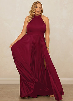 Christian Siriano Bridal for Azazie 1007 Bridesmaid Dresses Burgundy A-Line Pleated Stretch Satin Dress image12