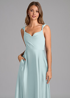 Azazie Beatrice 신부 들러리 드레스 A라인 스윗하트 네크라인 스트레치 새틴 바닥 길이 드레스 image7