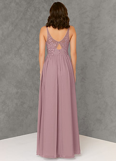 Azazie Amy Bridesmaid Dresses A-Line Lace Chiffon Floor-Length Dress image2
