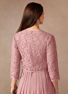 Azazie Ainsling Mother of the Bride Dresses Dusty Rose A-Line Square Neckline Lace Chiffon Dress image9