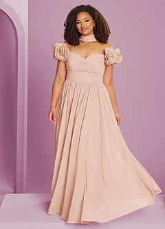 Barbie ♥ Azazie Bridesmaid Dresses English Rose A-Line Off the Shoulder Chiffon Convertible Dress image15