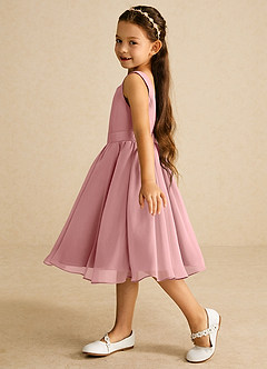 Azazie Ari Flower Girl Dresses Dusty Rose A-Line Sleeveless Chiffon Dress image4