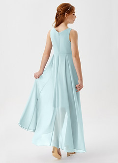 Azazie Lizette Junior Abito A-Line in Chiffon Plissettato Nebbia image2