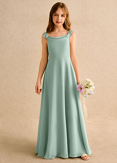 Azazie Puppy Girls Formal Flower Girl Dresses Agave A-Line Pleated Chiffon Dress image5