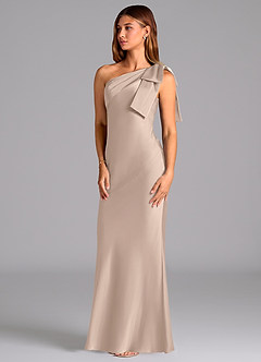 Azazie Yuanna Bridesmaid Dresses English Rose Mermaid One Shoulder Stretch Satin Dress image4