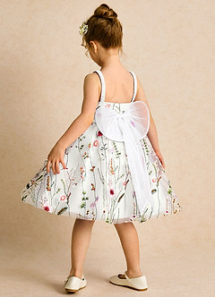 Azazie Peppa Flower Girl Dresses Ivory White A-Line Sweetheart Neckline Tulle Dress image5