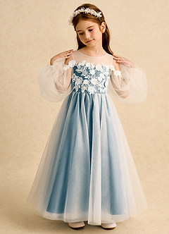 Azazie Zimi Flower Girl Dresses Bermuda Ball-Gown Sweetheart Neckline Tulle Dress image3