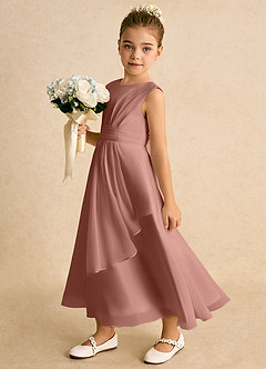 Azazie Edelweiss Flower Girl Dresses Cedar Rose A-Line Pleated Chiffon Dress image1