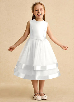 Azazie Sophia Flower Girl Dresses White A-Line Bow Tulle Dress image4