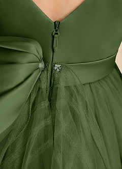 Azazie Pear Flower Girl Dresses Olive Ball-Gown Bow Tulle Dress image7
